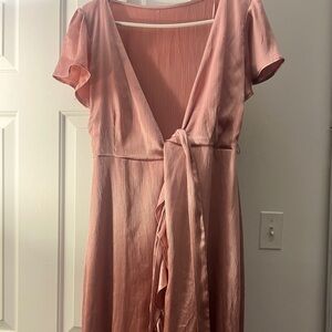 Elegant Pink Wrap Dress